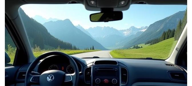 Fahrer blickt auf Schweizer Alpenpanorama