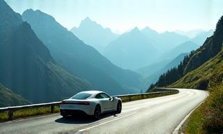 Auto fährt auf Schweizer Alpenstraße